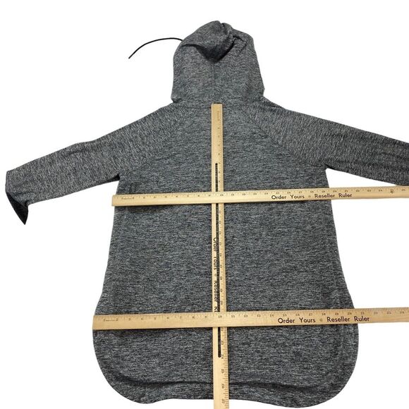 Athleta Hoodie Womens Medium Gray Space Dye Slit Long Sleeve Drawstring Pullover - Picture 3 of 15